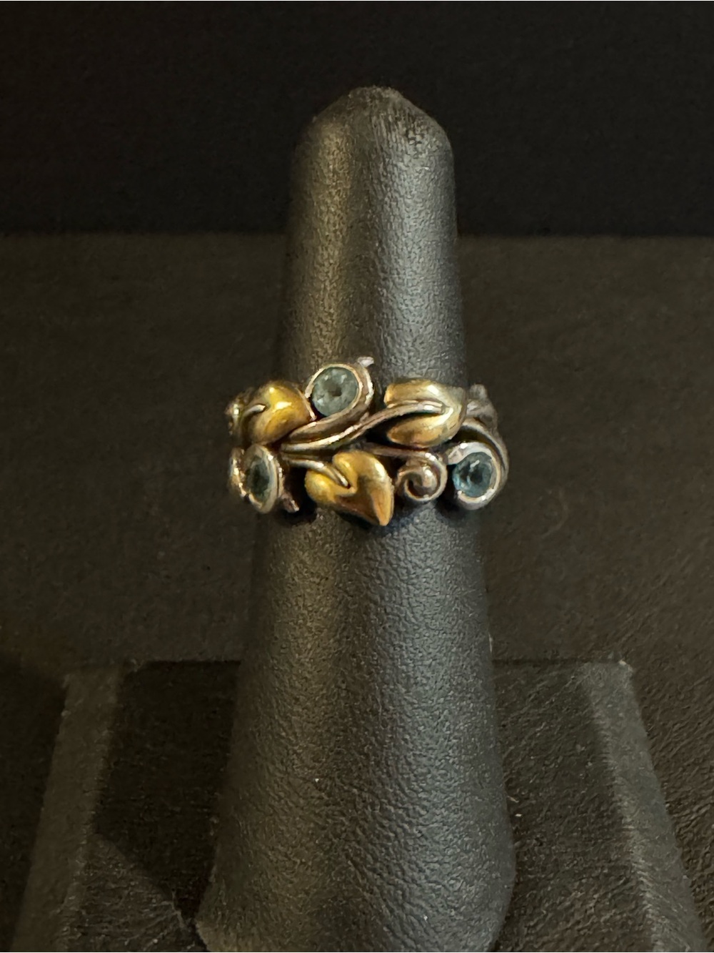 Barbara Bixby Silver & 18K Gold Blue Topaz Ring